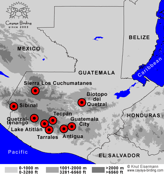 Map of CAYAYA BIRDING Guatemala Highland Endemics Plus Tour