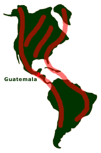 Map: birding Guatemala, migration routes